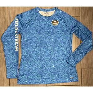 Field & Stream Womens Blue Smartwick Long Sleeve Short Size Medium UPF 30+